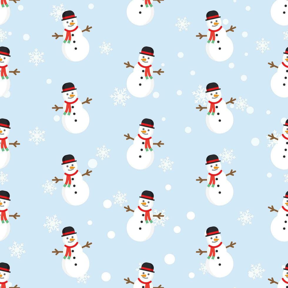 christmas seamless pattern with snowman. vector illustration