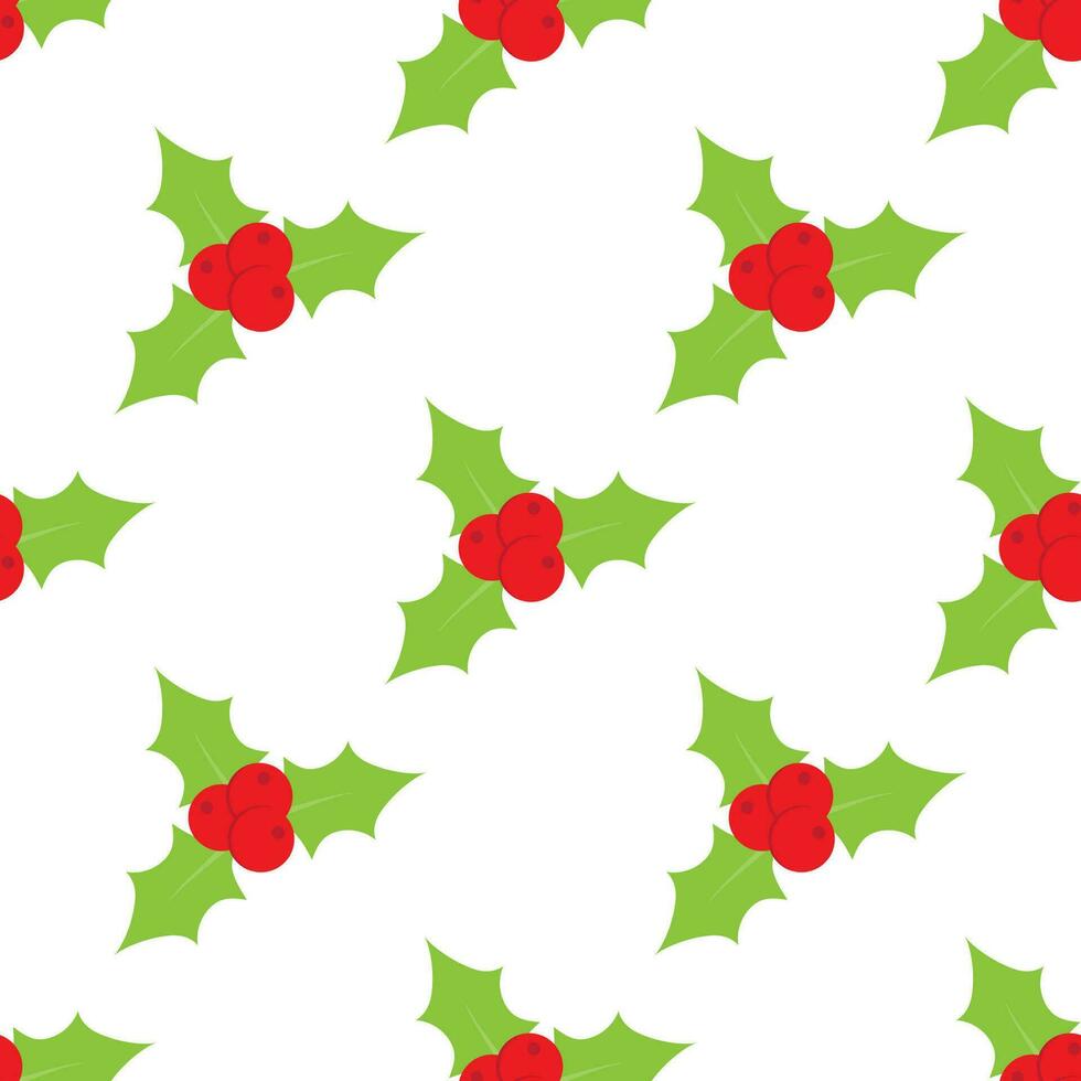 Christmas Mistletoe seamless pattern, on a white background. Vector illustration