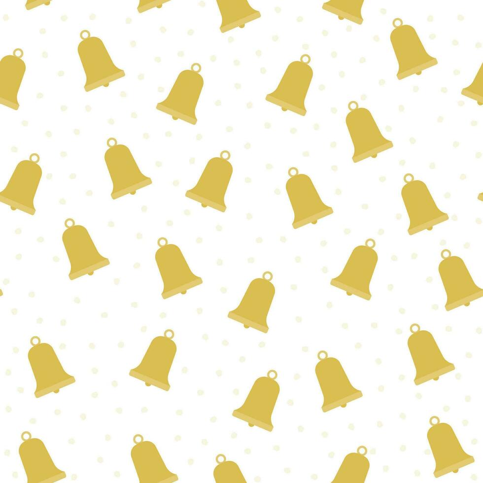 Seamless pattern with gold Christmas bells. vector illustration