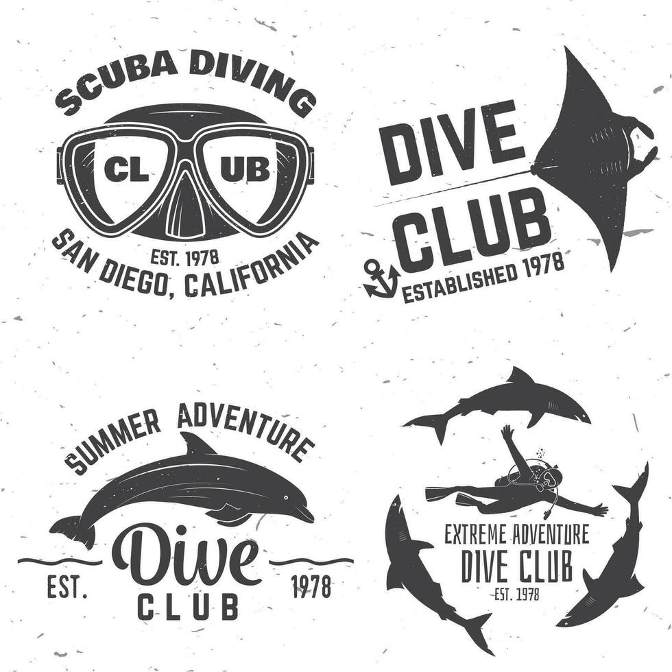 escafandra autónoma buceo club. vector ilustración.