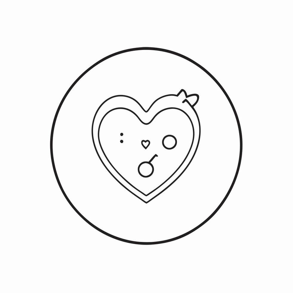 heart with button, vector illustration line art