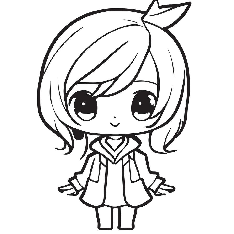 chibi cartoon,kawaii, vector illustration line art