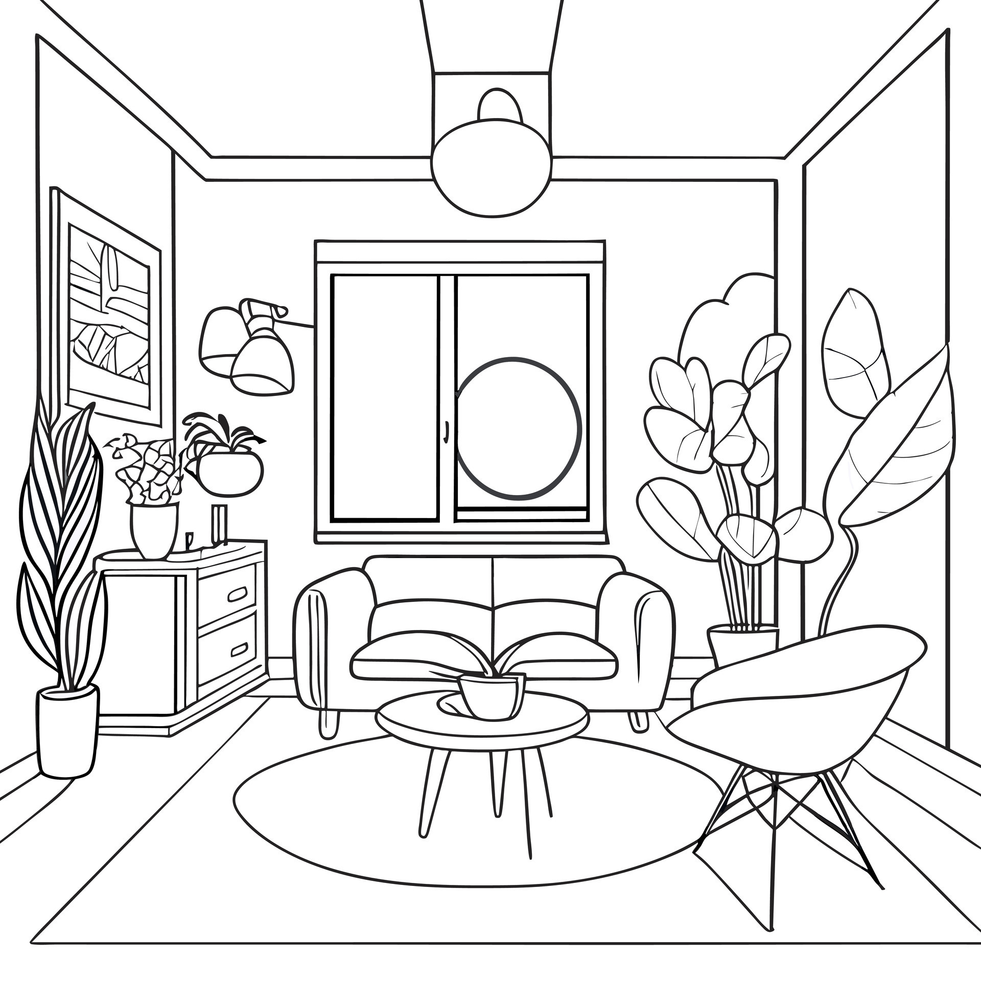 Living Room Interior Coloring Book Modern Vector Ilration Line Art 26174779 At Vecy