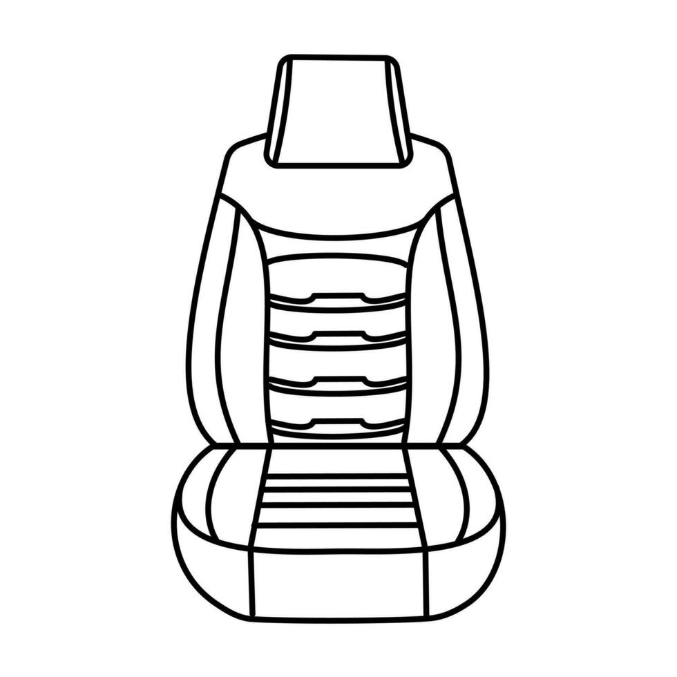 Car seat perspective view. Vector outline icon isolated on white background.