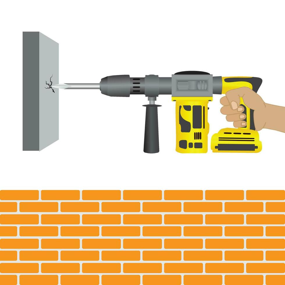 Construction worker working with jackhammer. character illustration cartoon vector. vector