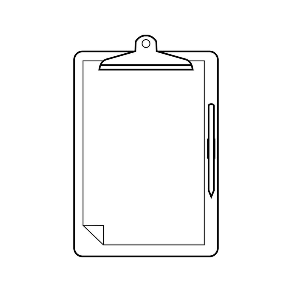 Office supplies. Flexible plastic writing clip board. Vector flat outline icon illustration isolated on white background.