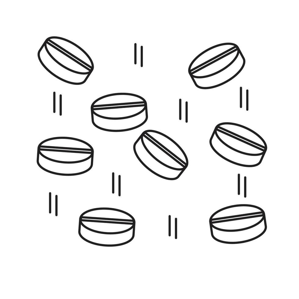 A soluble tablet. An effervescent pill. Pills line icon on white background. Vector illustration EPS 10.