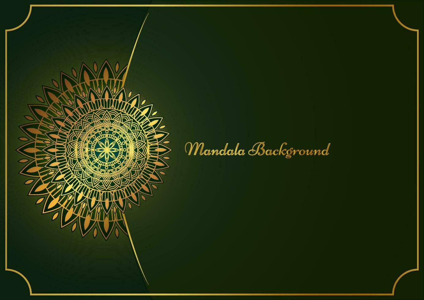 Arte de tradicional indio geométrico. lujo mandala gráfico antecedentes. oro, oscuro verde, negro ornamental con dorado marco. decorativo modelo este estilo. vector ilustración con Copiar espacio.