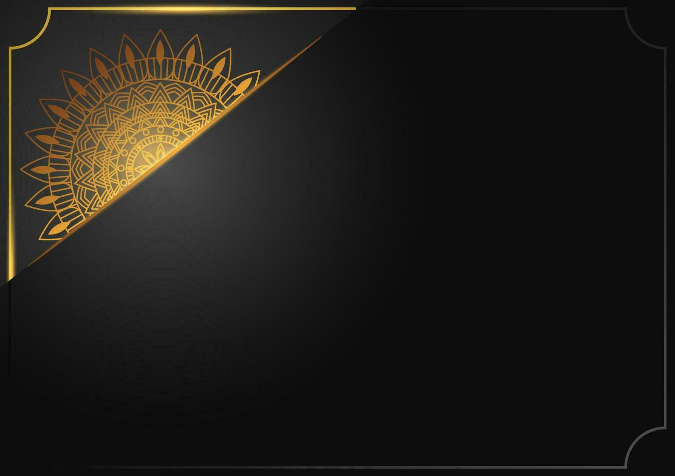 arte de la geometría india tradicional. fondo gráfico de mandala de lujo. dorado, ornamental negro con borde tradicional. patrón decorativo estilo este. ilustración vectorial con espacio de copia. vector