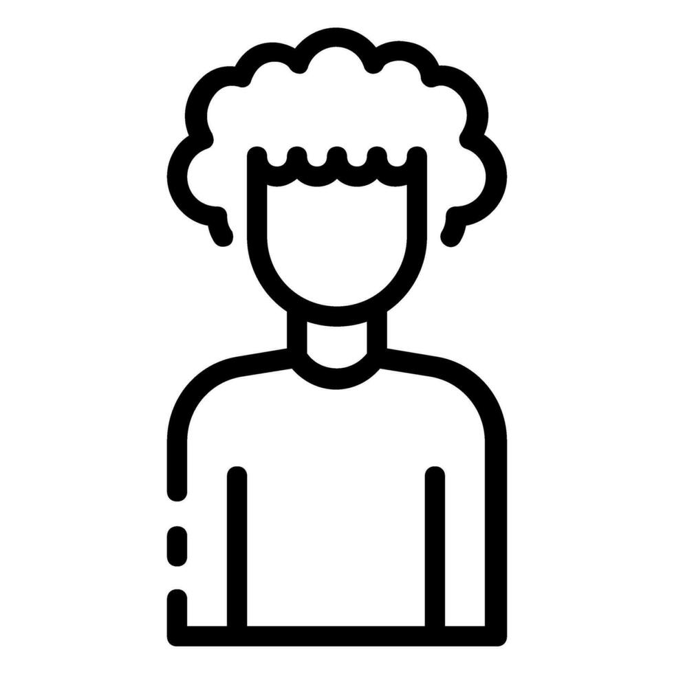 Afro boy avatar vector outline icon