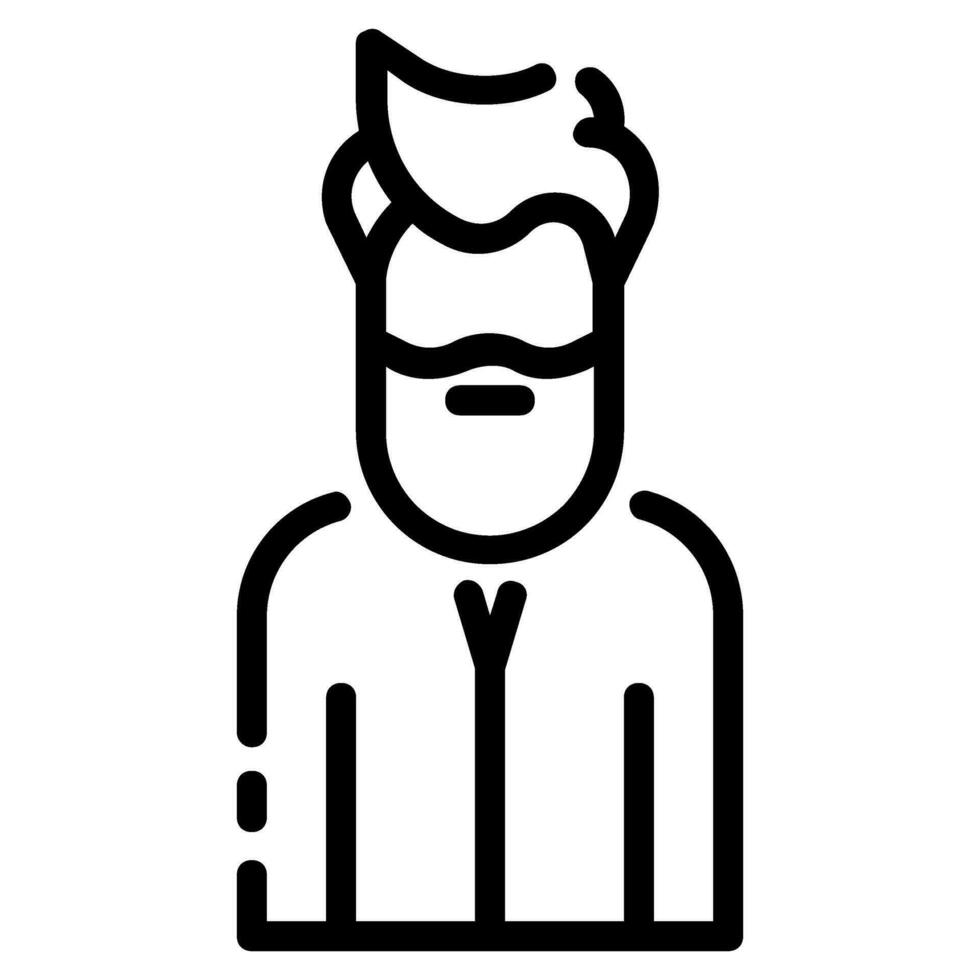 beard man avatar vector outline icon