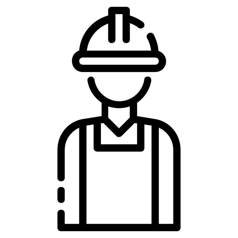 construction worker avatar vector outline icon