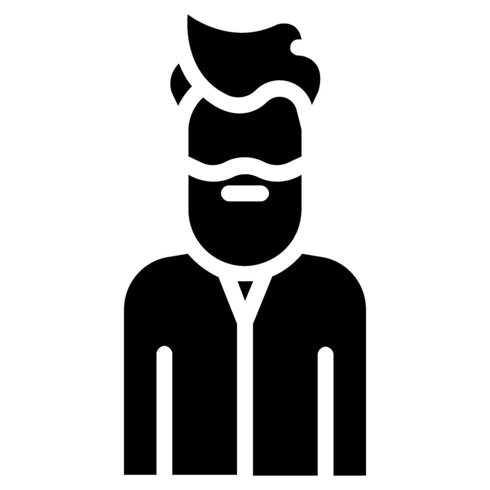 beard man avatar vector glyph icon