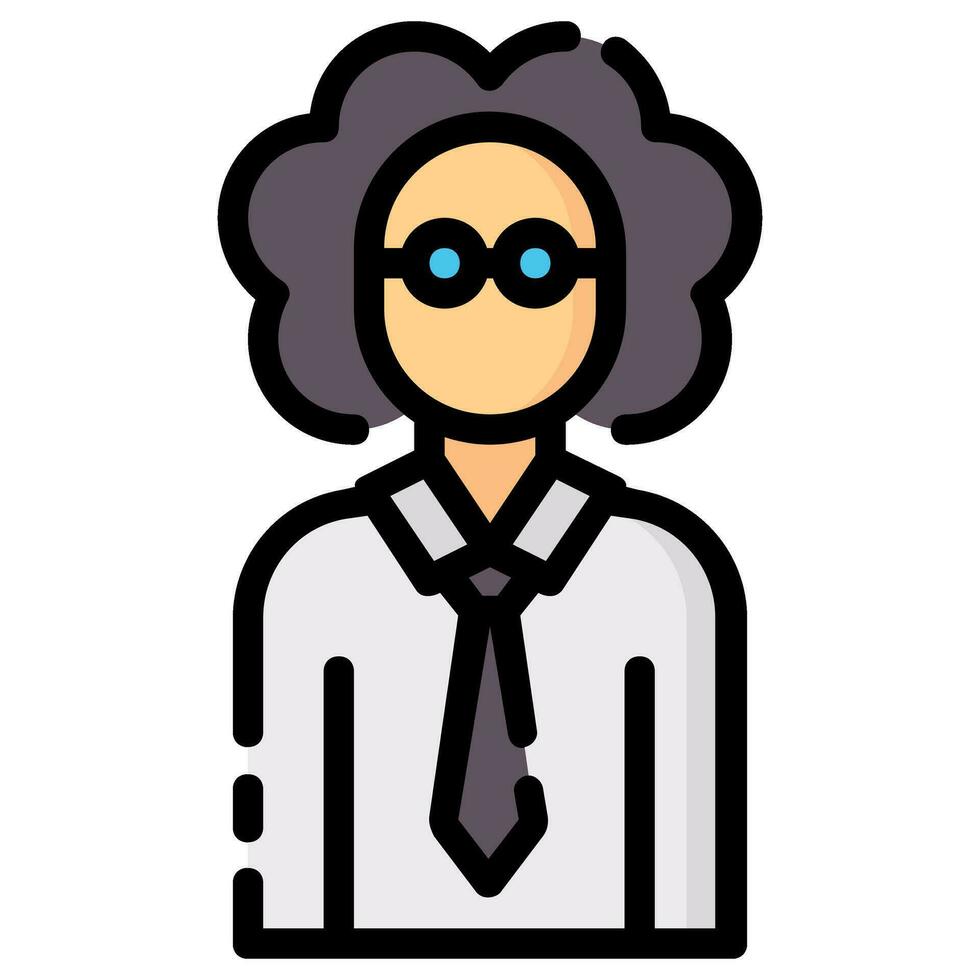 profesor avatar vector lleno contorno icono