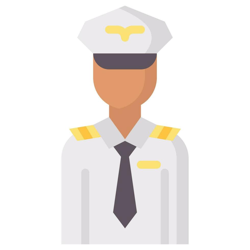 pilot avatar vector flat icon