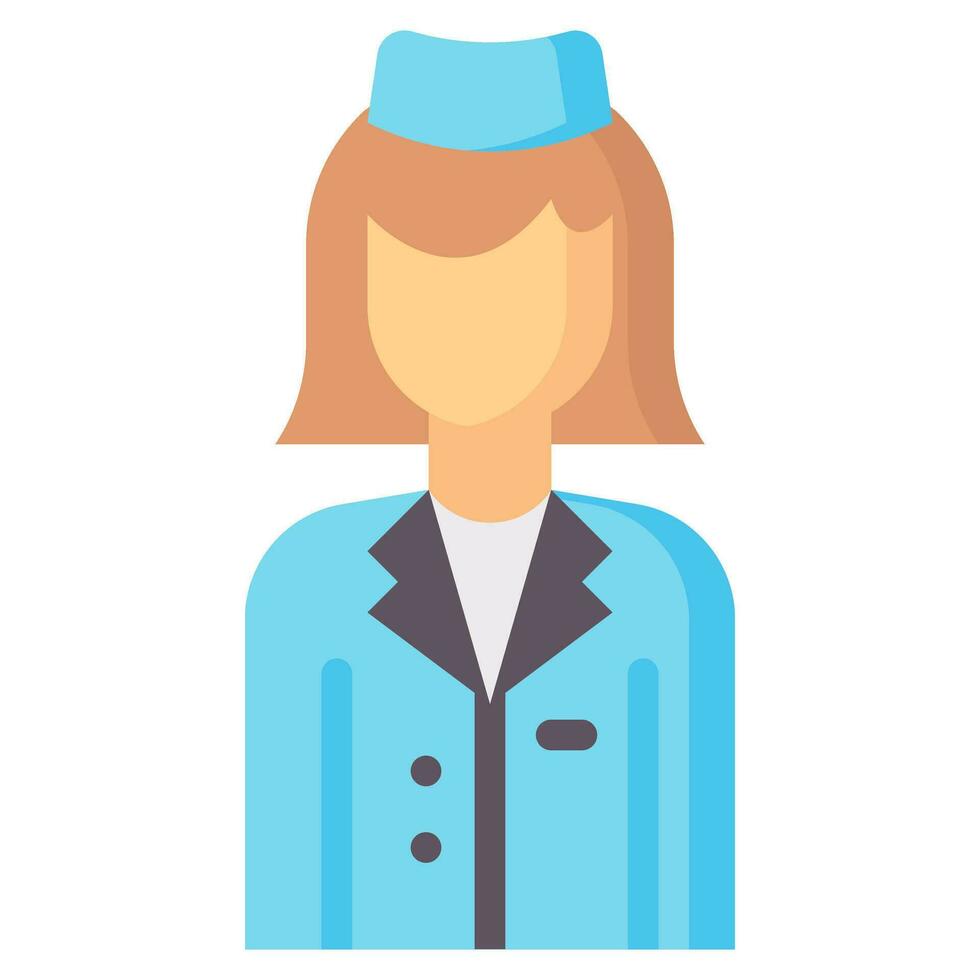 air hostess avatar vector flat icon