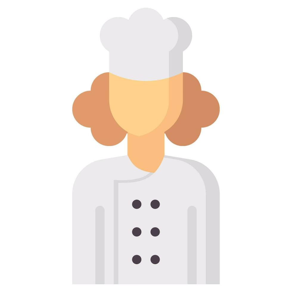 hembra cocinero avatar vector plano icono