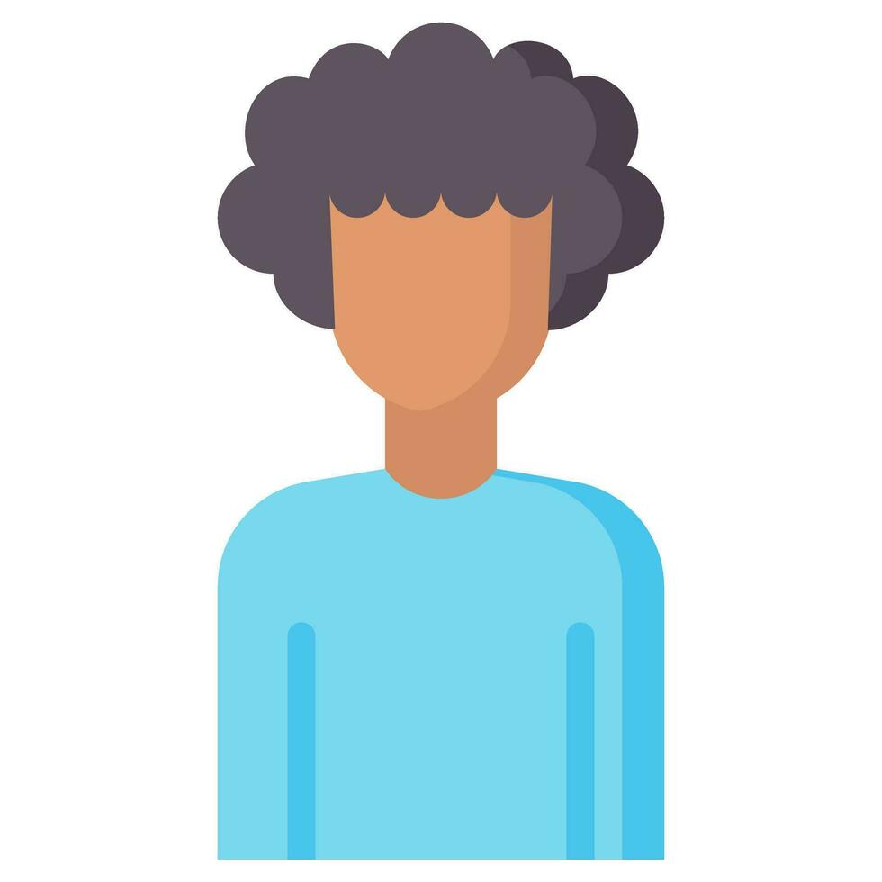 afro chico avatar vector plano icono