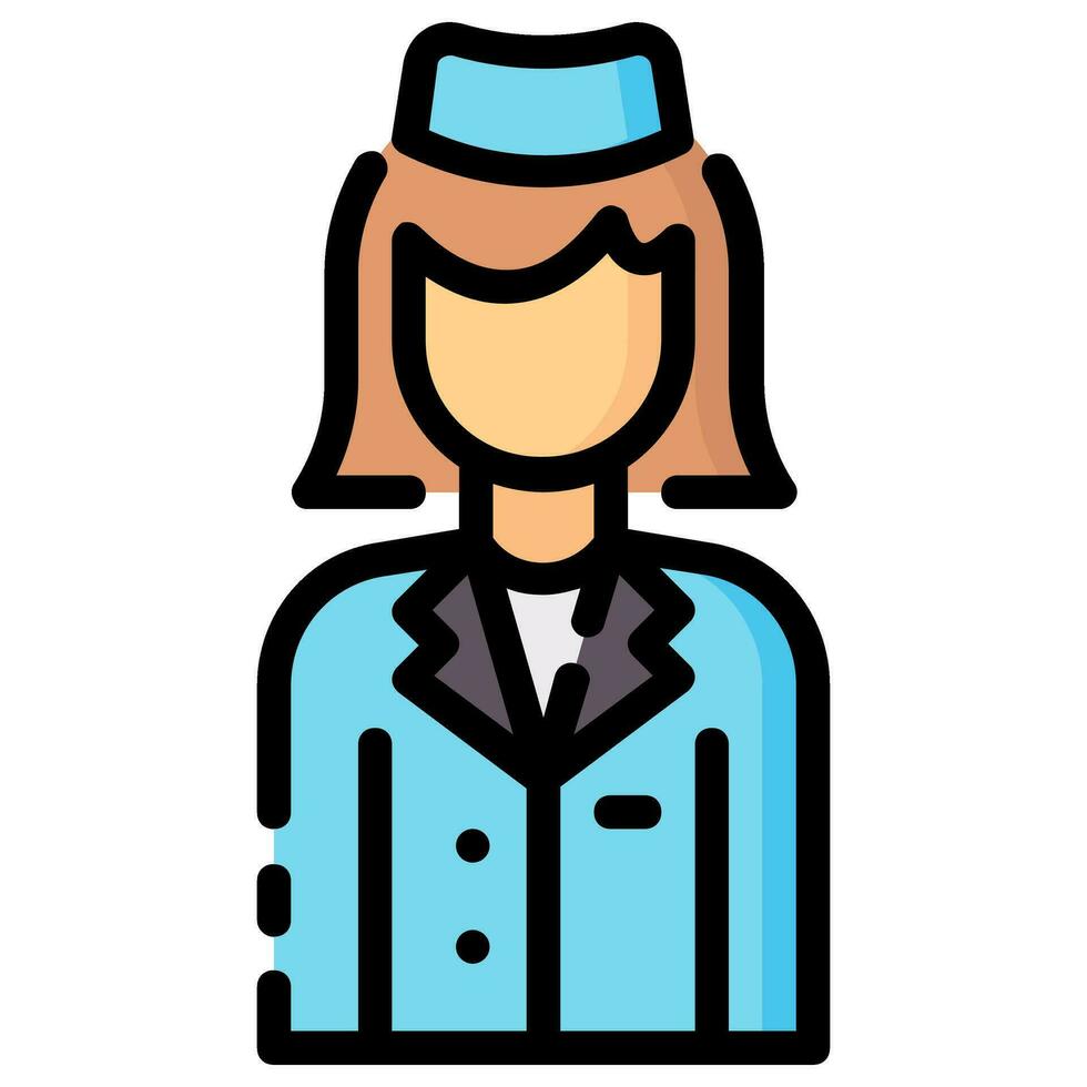 air hostess avatar vector filled outline icon