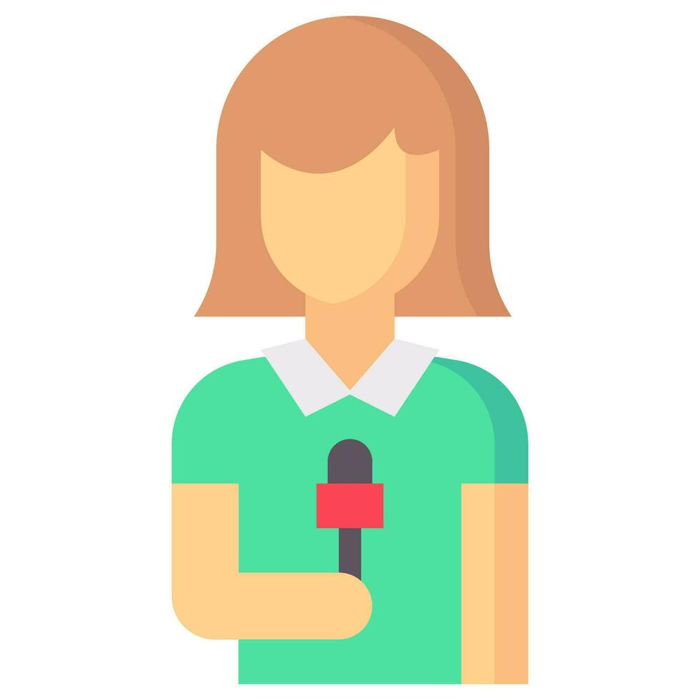 news reporter avatar vector flat icon