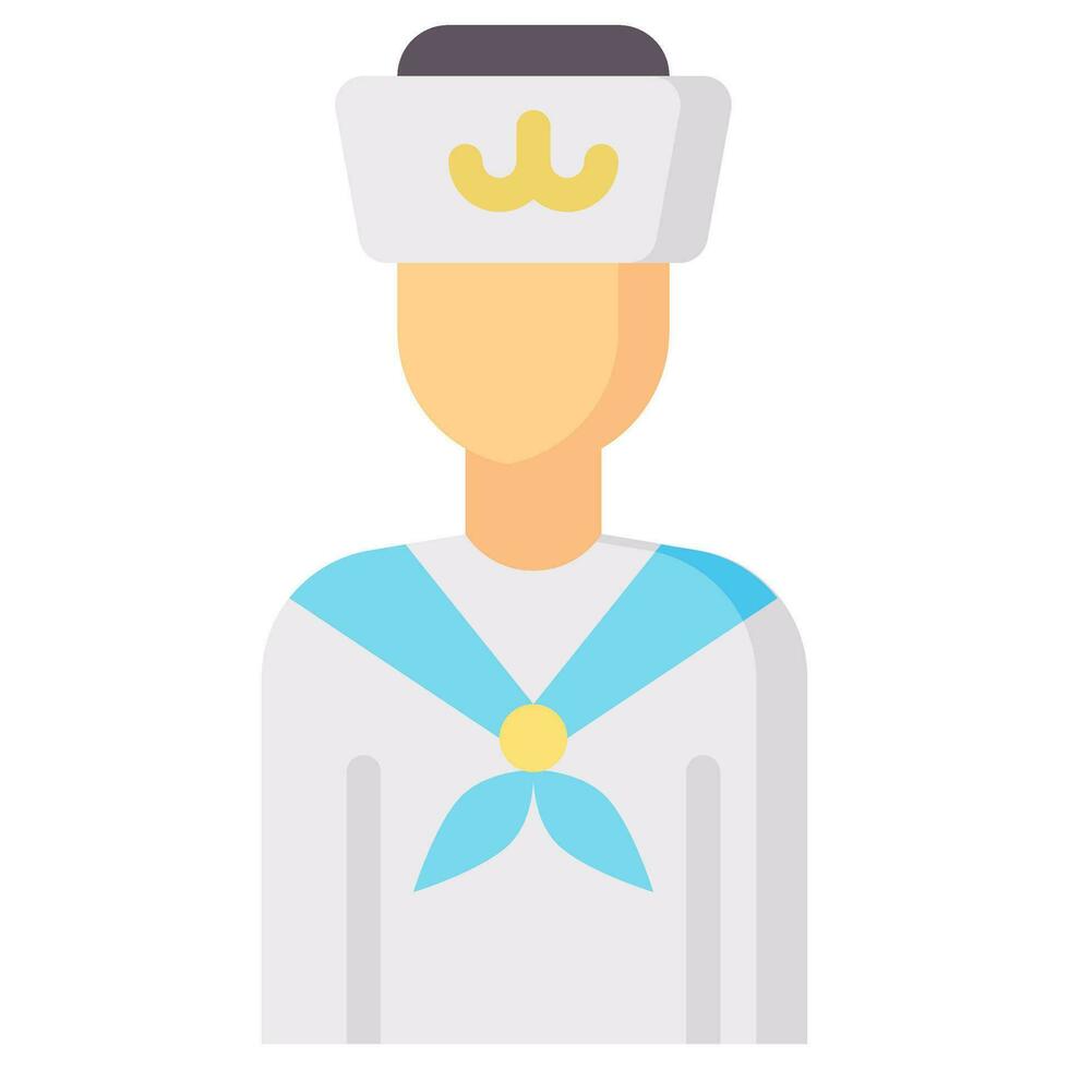 navy sailor avatar vector flat icon