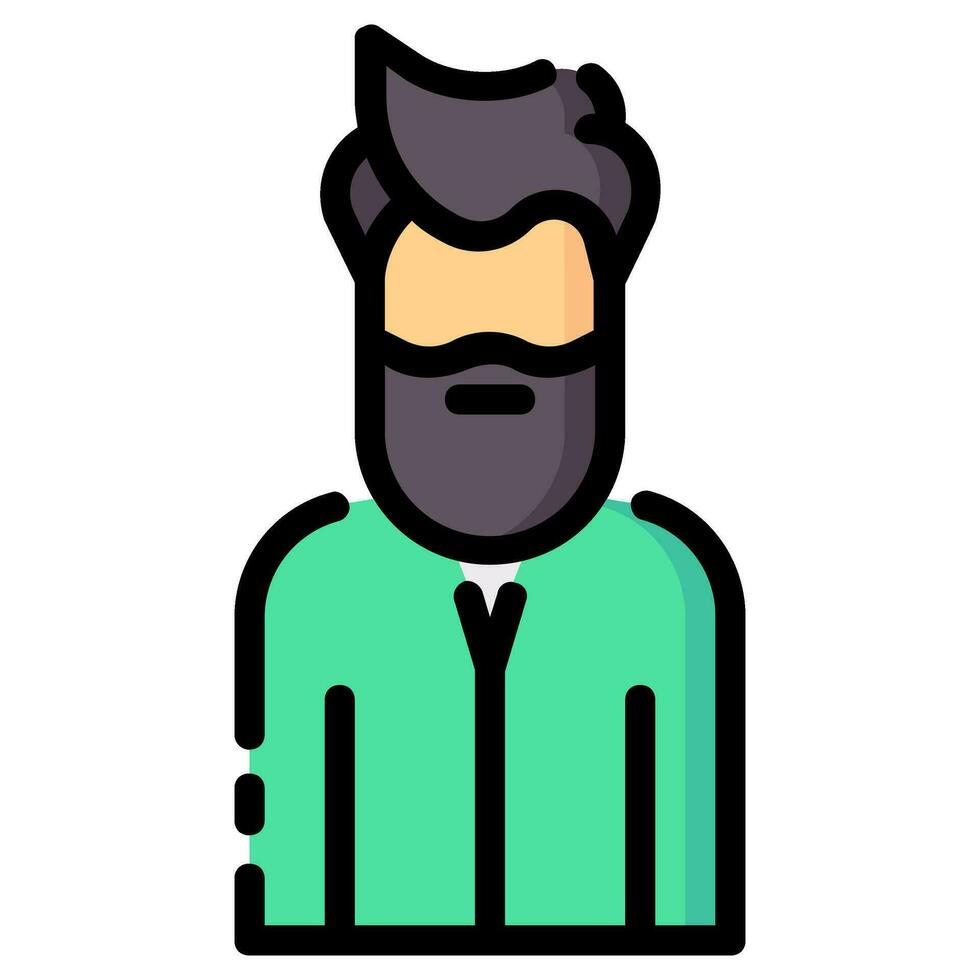 beard man avatar vector filled outline icon