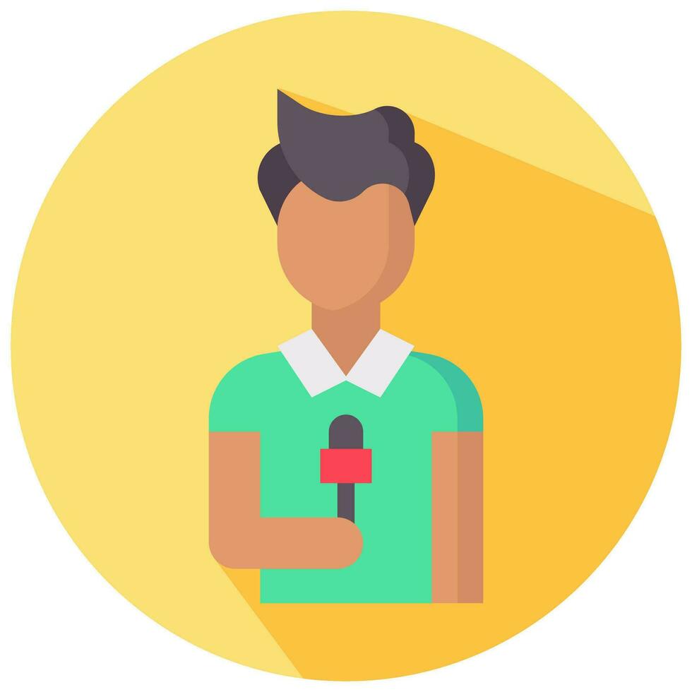 news reporter avatar vector round flat icon