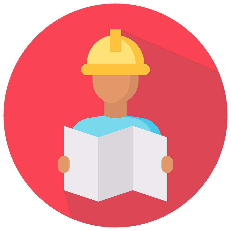 architect avatar vector round flat icon