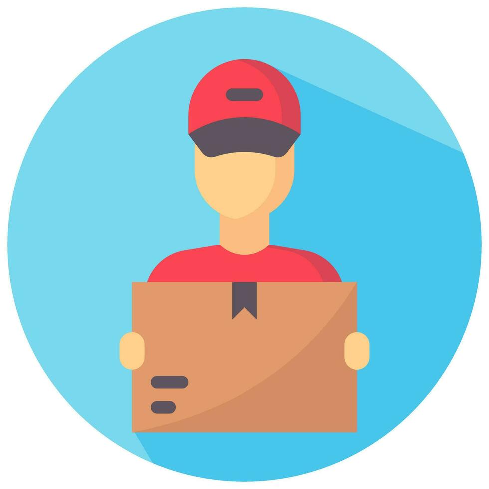 delivery man avatar vector round flat icon