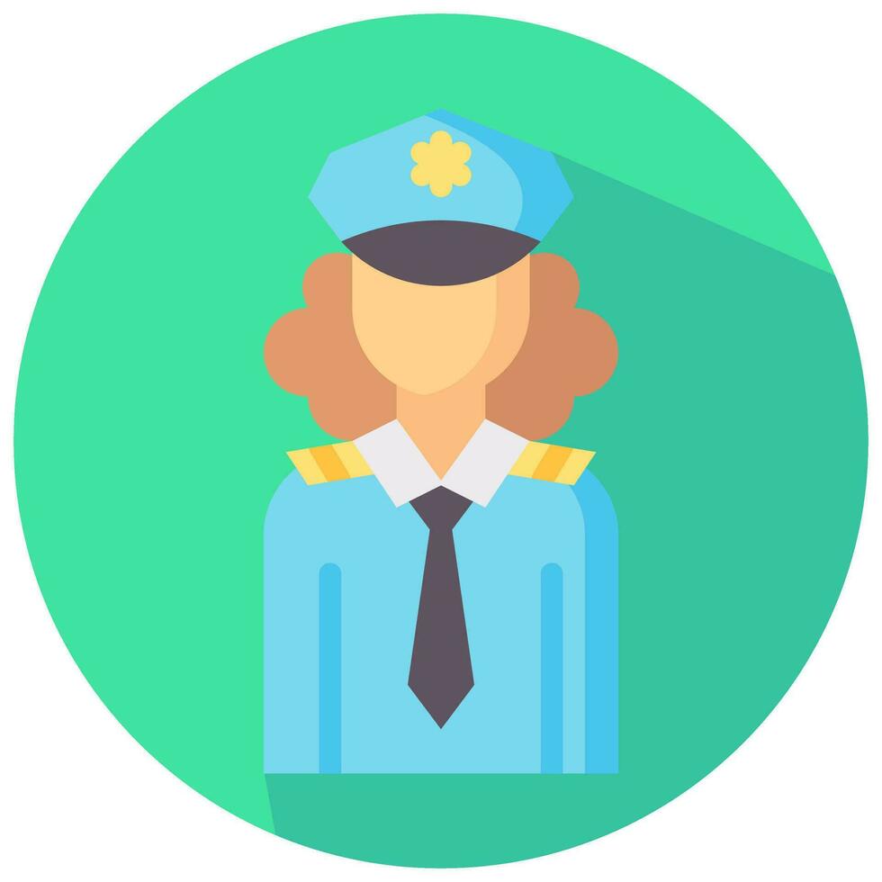 policía mujer avatar vector redondo plano icono