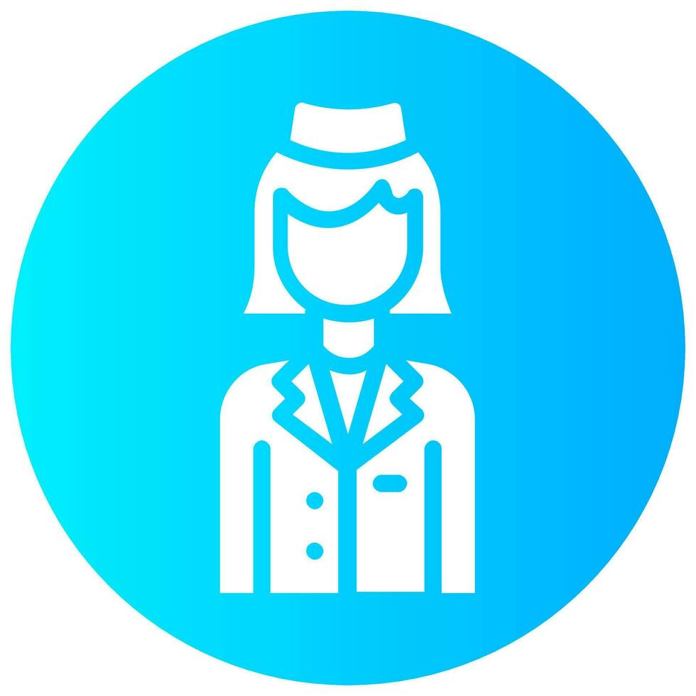 air hostess avatar vector round solid icon