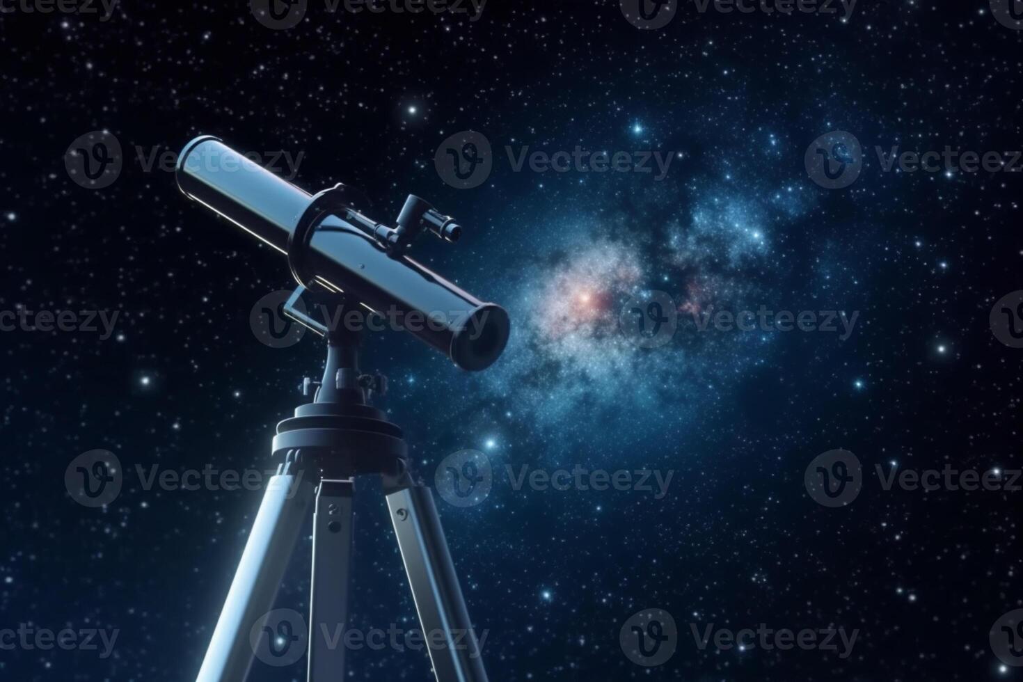 Unfathomable depths of space embraced by the telescope's enchanting silhouette photo