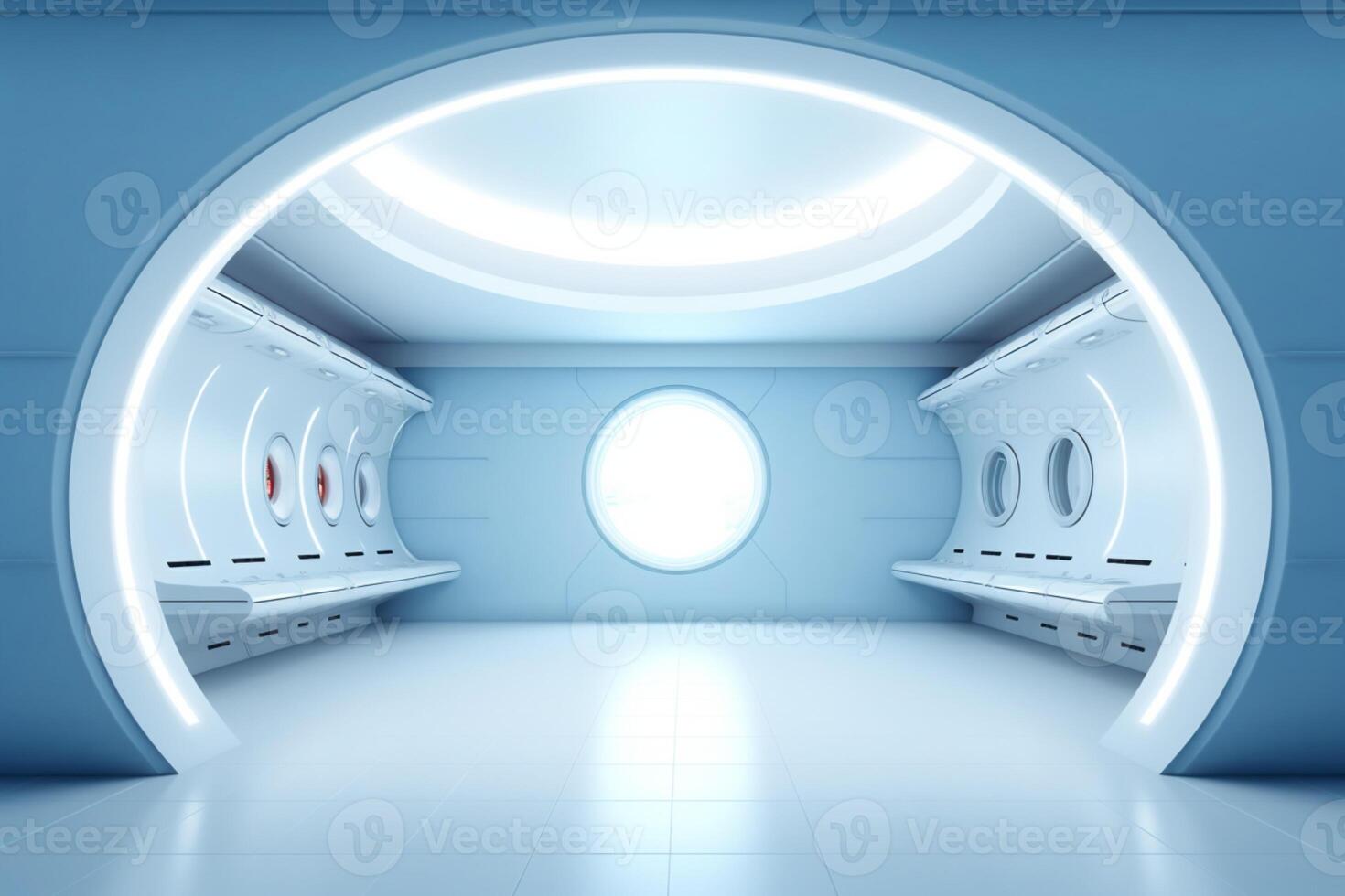 Futuristic round-shaped room with an empty and unfurnished interior design photo