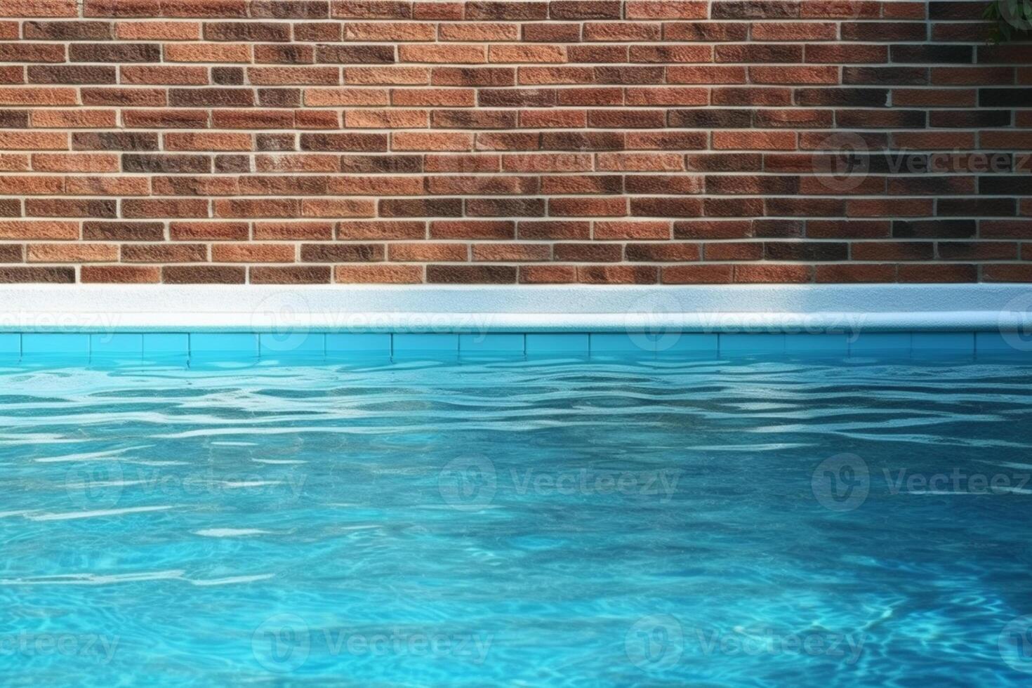 Charming swimming pool embraced by a classic brick wall photo
