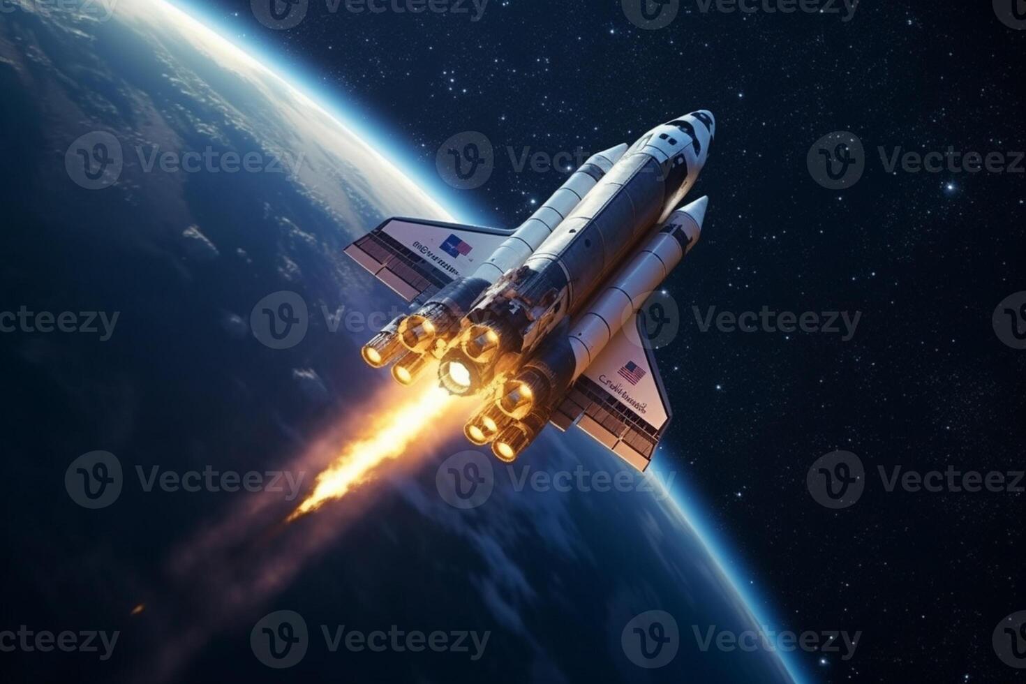 Galactic ascent, Space shuttle against a backdrop of stars and galaxies photo