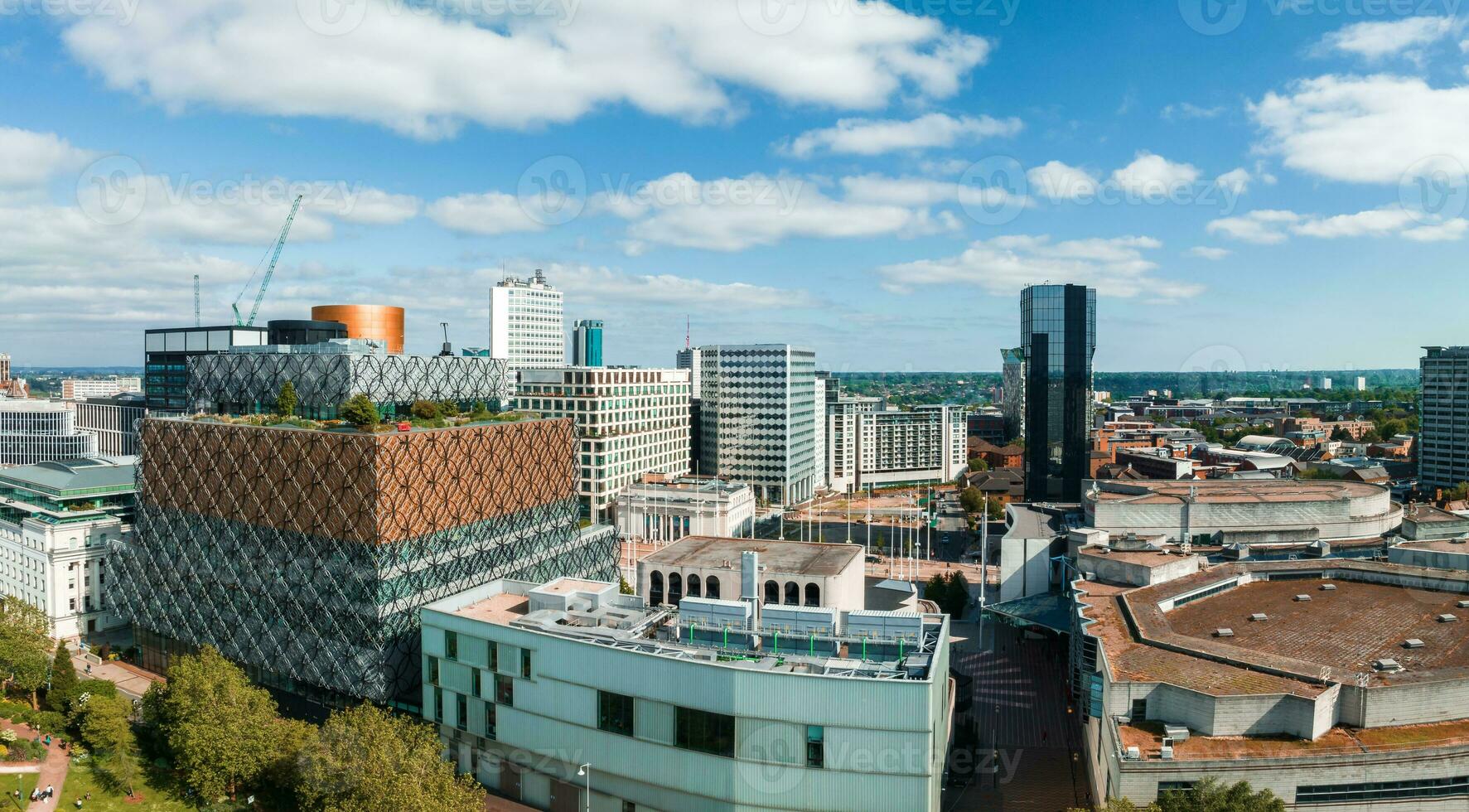 Aerial view of the library of Birmingham, Baskerville House, Centenary Square photo