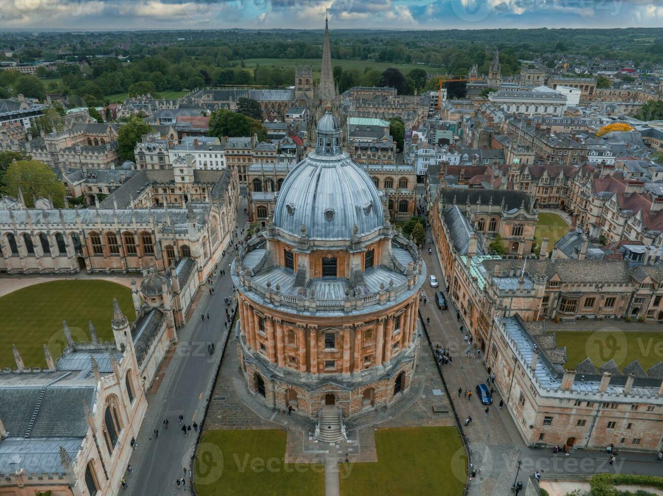 Aerial view over the city of Oxford with Oxford University. photo