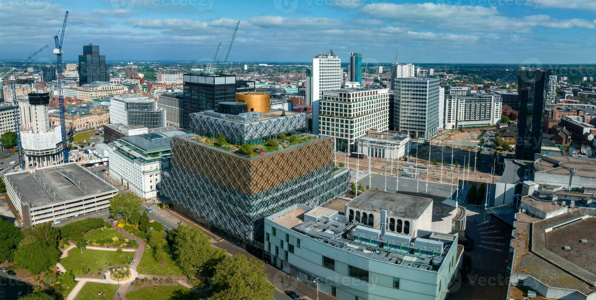 Aerial view of the library of Birmingham, Baskerville House, Centenary Square photo