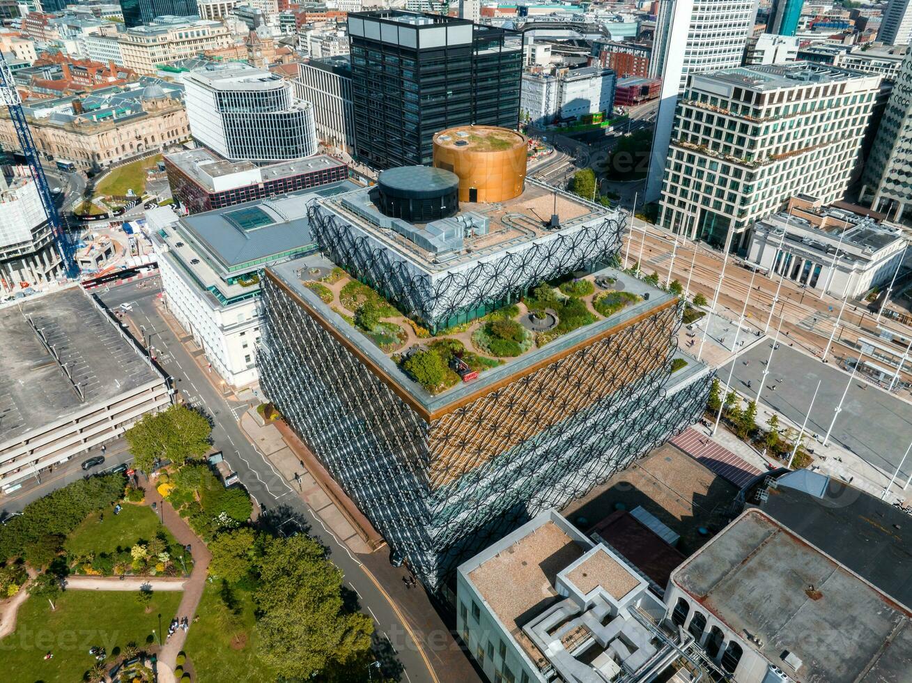 Aerial view of the library of Birmingham, Baskerville House, Centenary Square photo