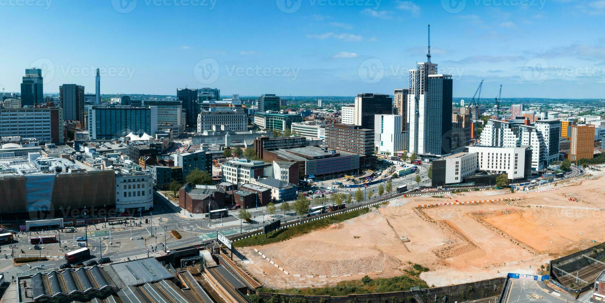 View of the skyline of Birmingham, UK including The church of St Martin photo