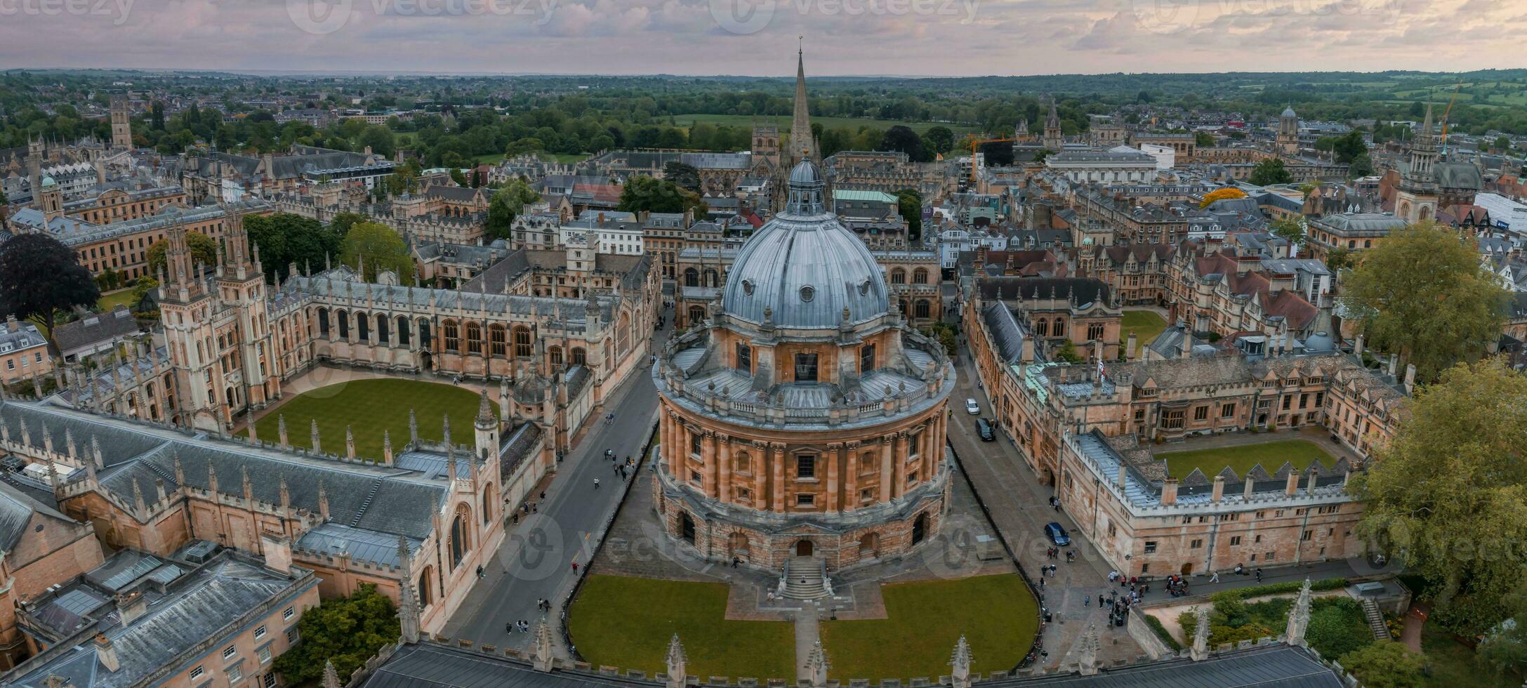 Aerial view over the city of Oxford with Oxford University. photo