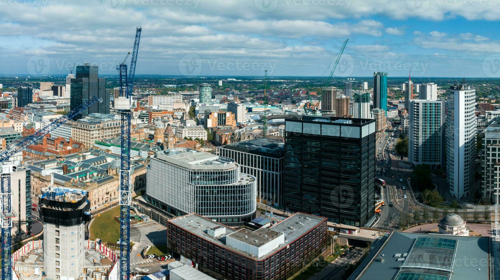 Aerial view of the eBirmingham city center. photo