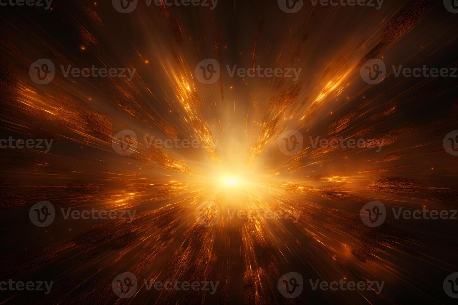 Mysterious golden sun glare highlights a dark, empty wall for presentations photo