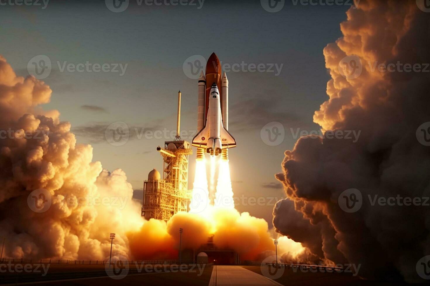 Epic liftoff, Space shuttle ascends, embarking on a daring mission AI Generated photo
