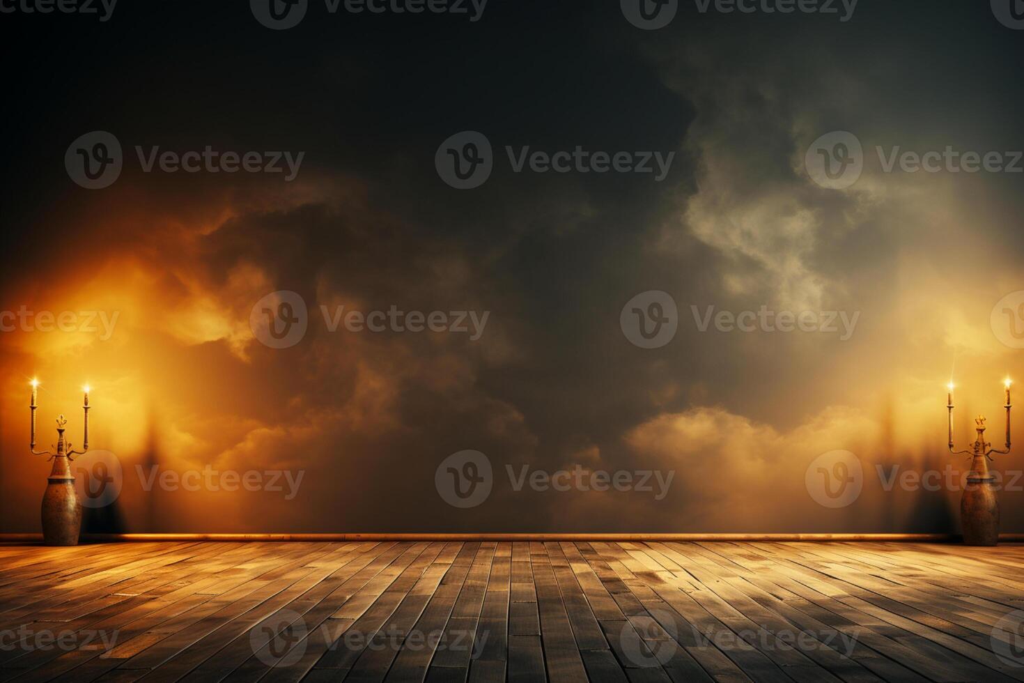 Dark wall illuminated by a captivating golden sun glare for presentations AI Generated photo