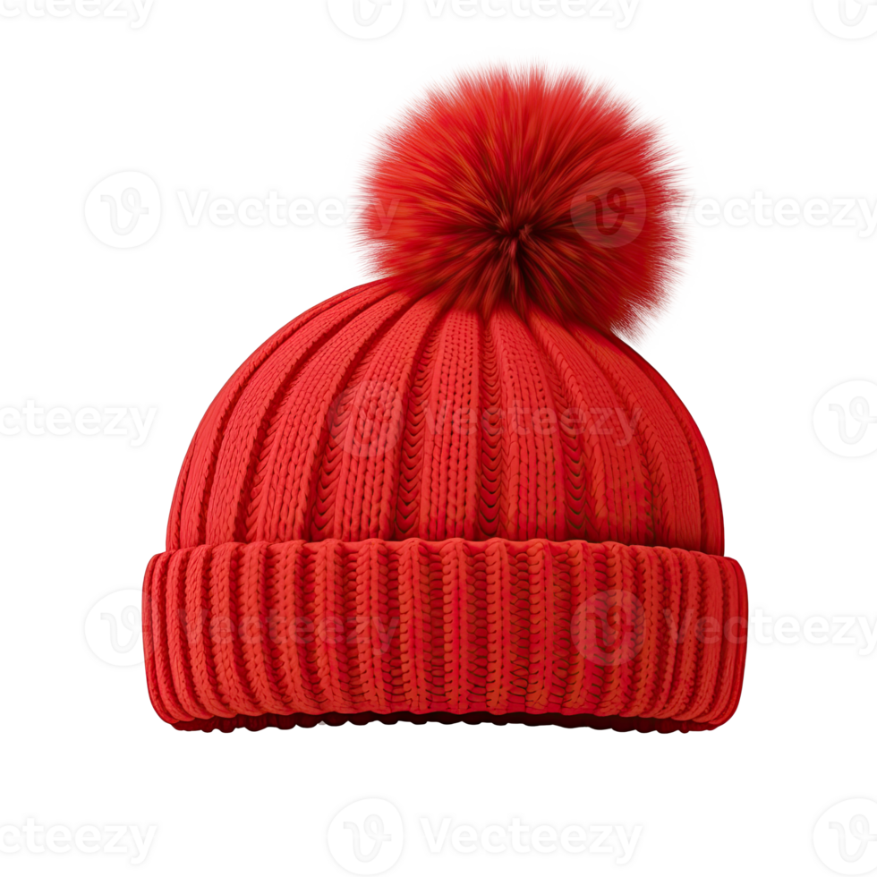 Red knitted hat isolated. Illustration png
