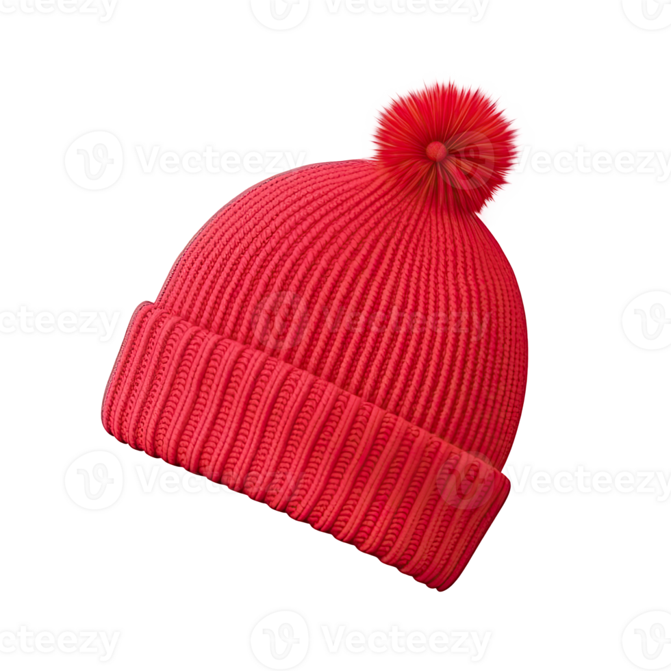Red knitted hat isolated. Illustration png