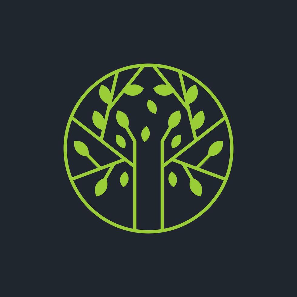 Circle tree logo icon template design, Garden plant natural symbols template. Tree of life branch with leaves vector