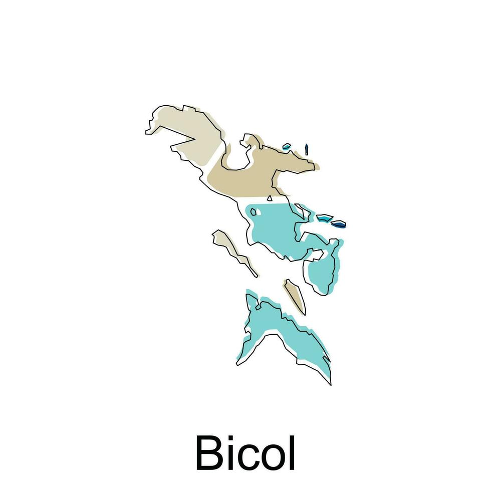Map of Bicol vector design template, national borders and important cities illustration