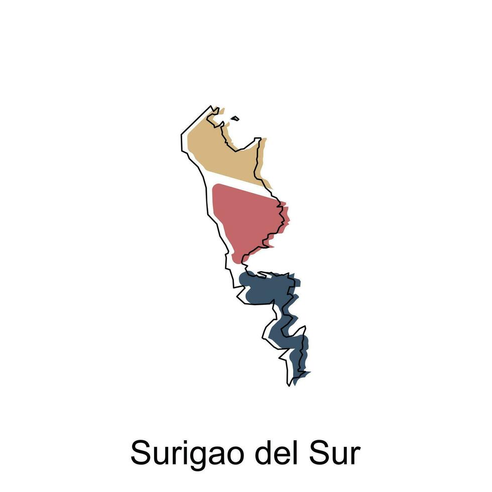 Map of Surigao Del Sur geometric design, World Map International vector template with outline graphic sketch style isolated on white background